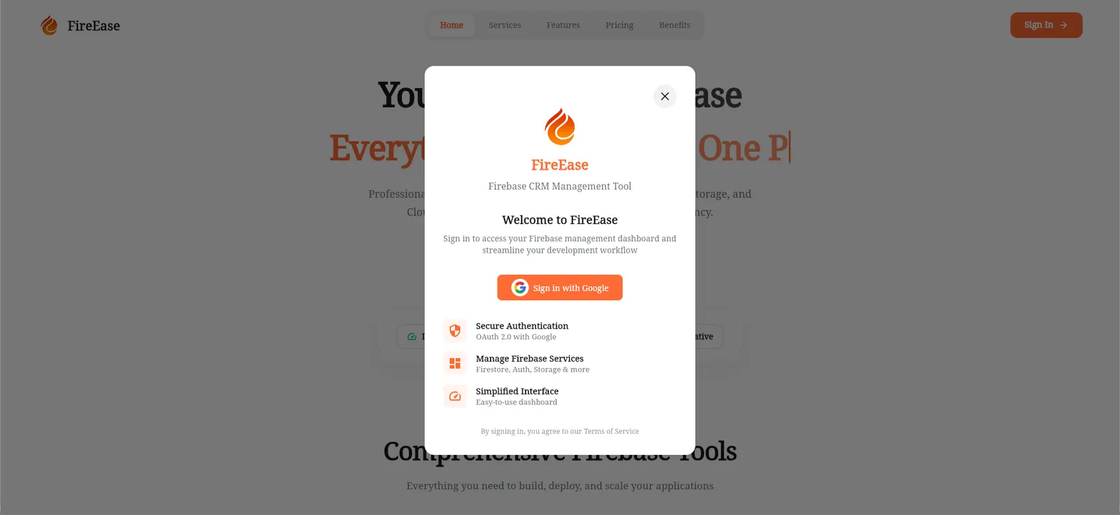 FireEase â€“ Firebase Management & CRM Dashboard screen 2
