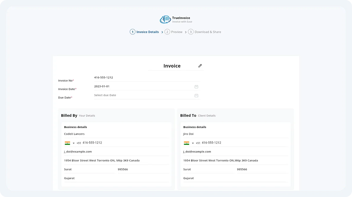 True Invoice screen 4