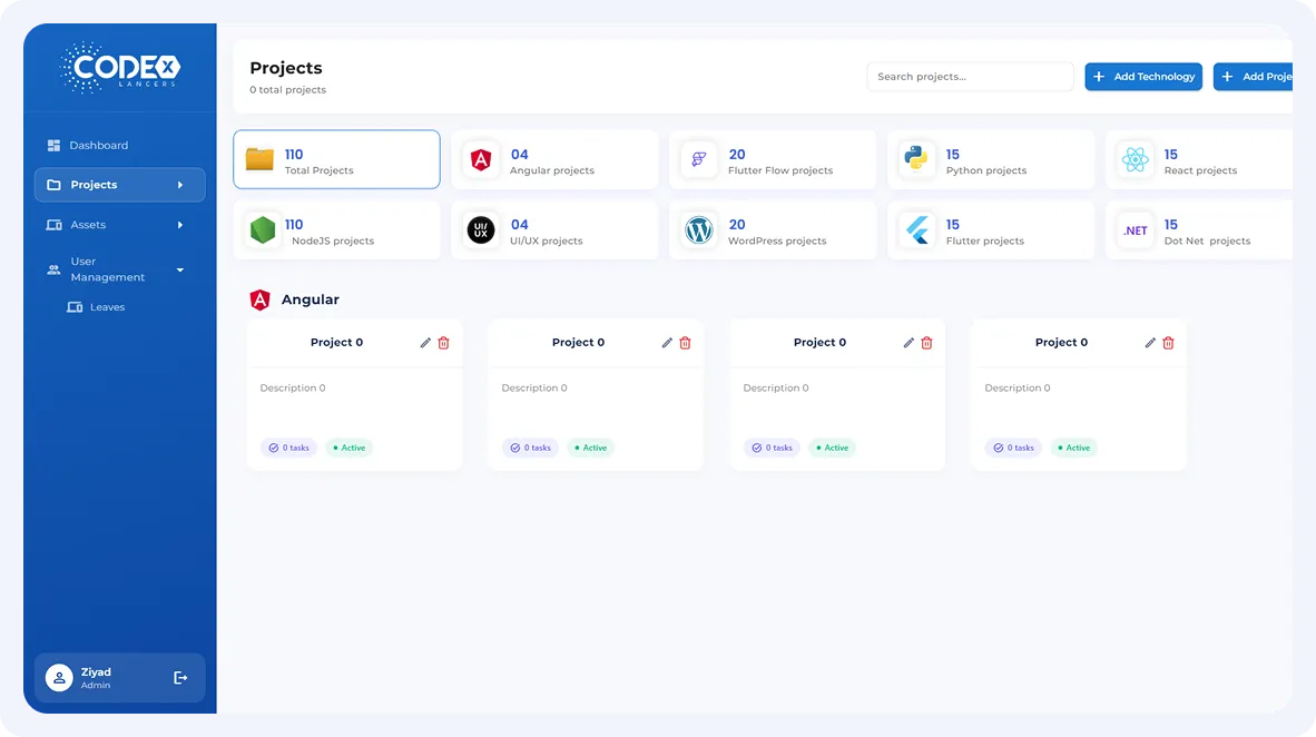 CodeX â€“ Project & Task Management System screen 3