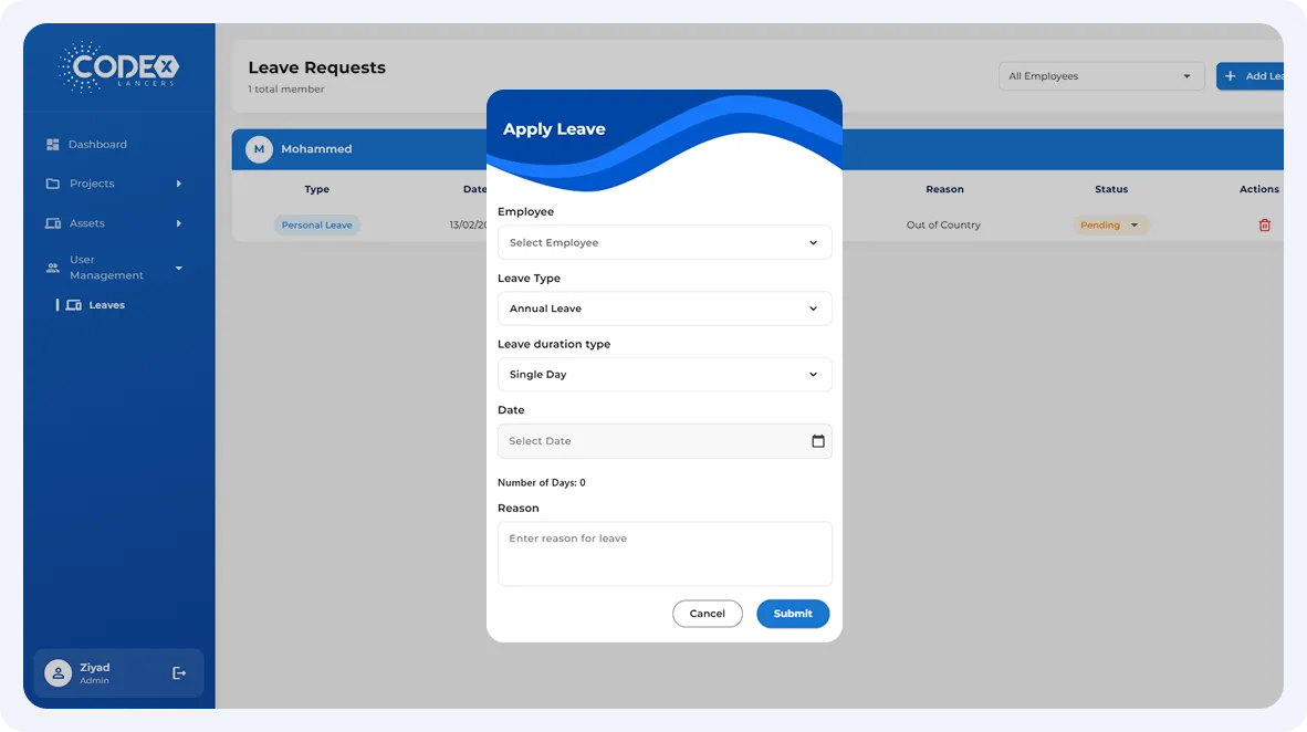 CodeX â€“ Project & Task Management System screen 12