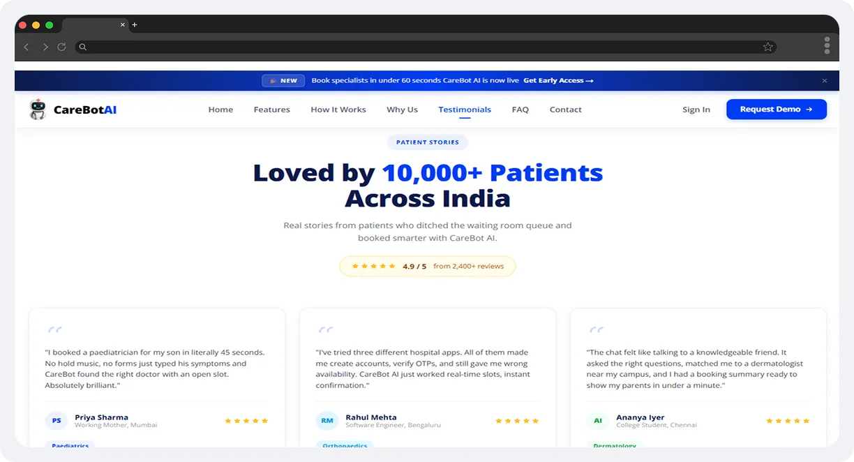 CareBot AI â€“ AI-Powered Doctor Appointment Booking screen 2