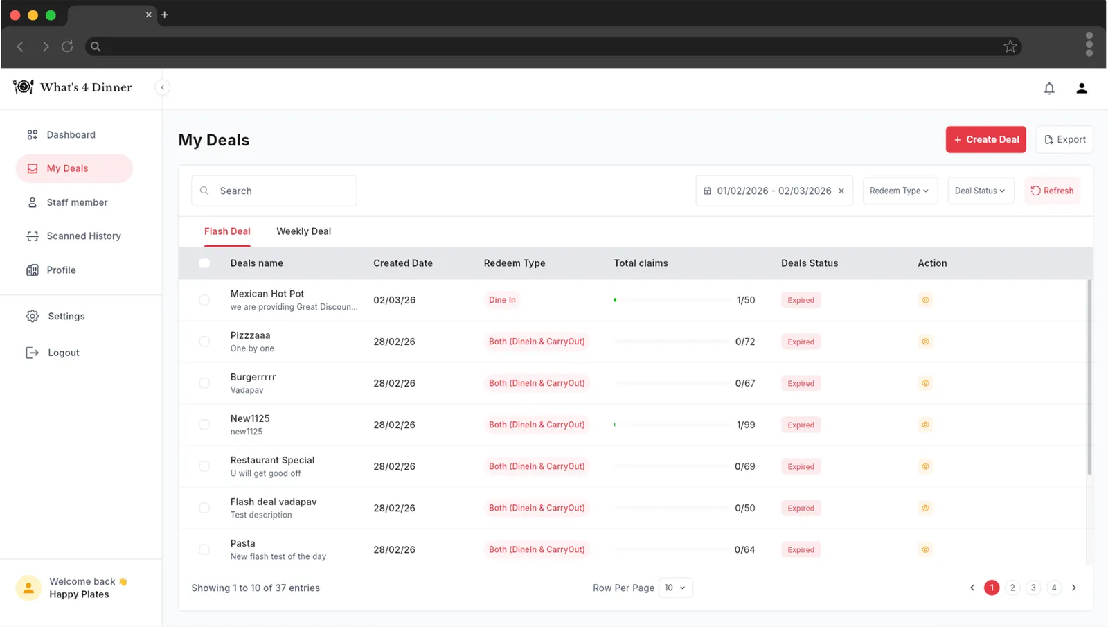 Whatâ€™s 4 Dinner Web App screen 3