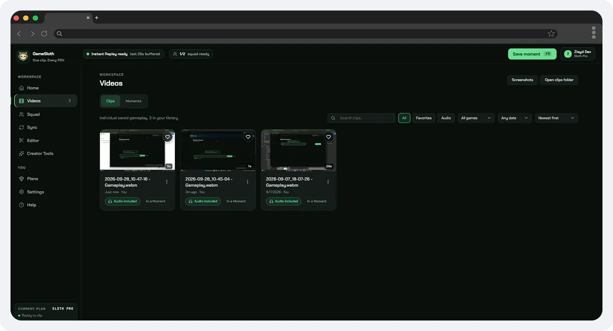 GameSloth Desktop screen 2